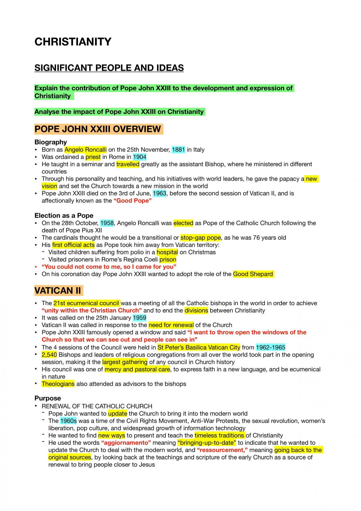 Christianity Depth Study - Page 1