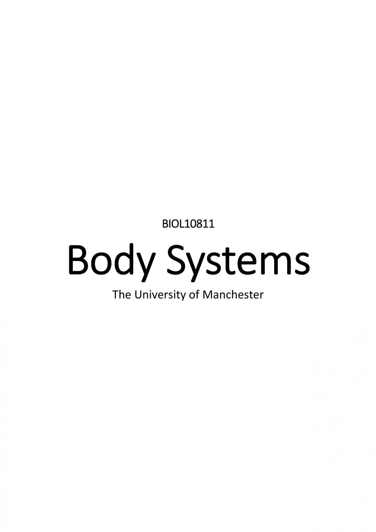 Body systems revision notes - Page 1