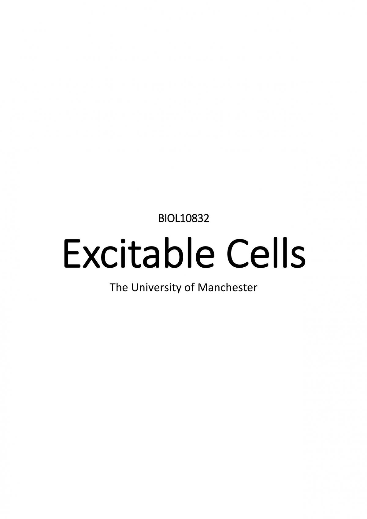 Excitable Cells revision notes - Page 1