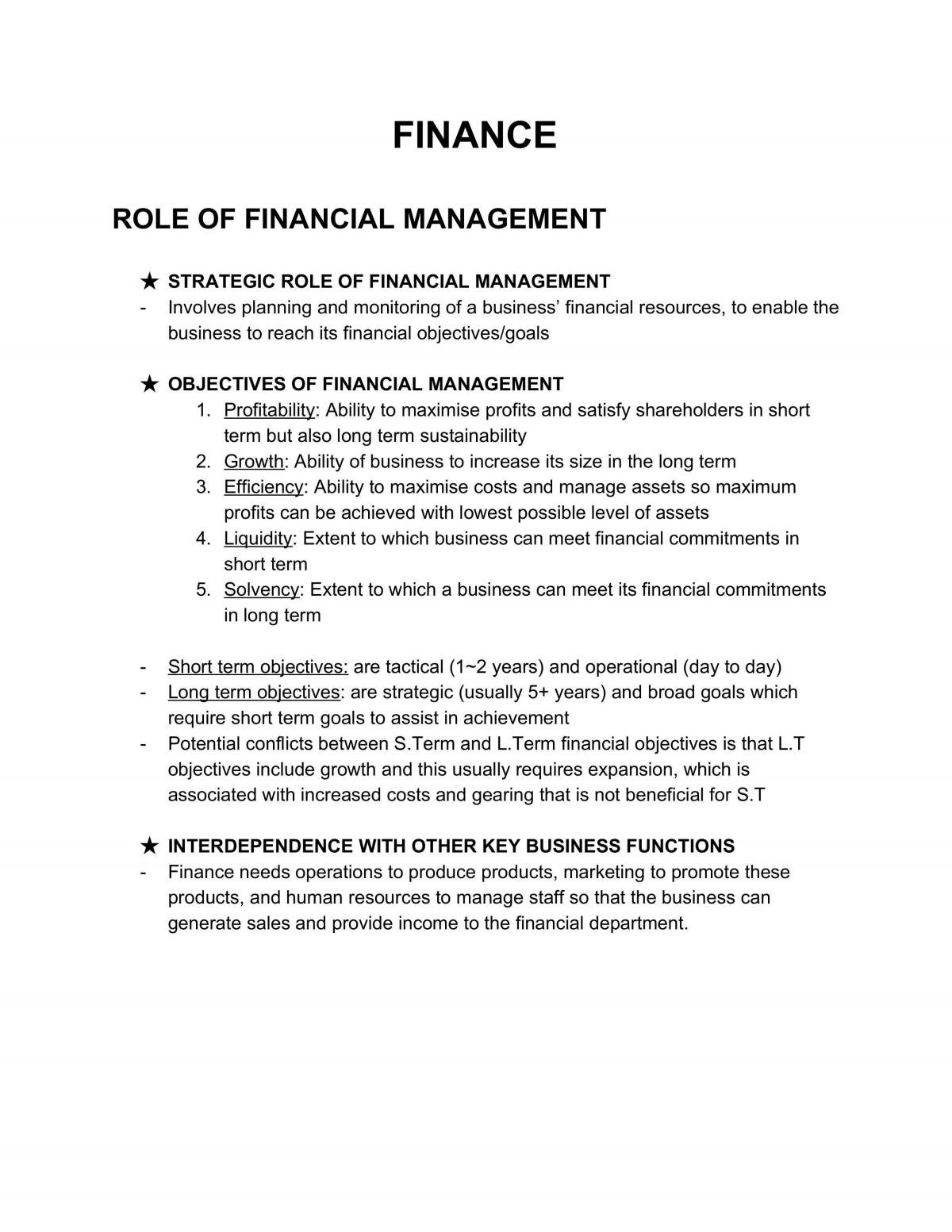 Business Studies - Finance - Page 1