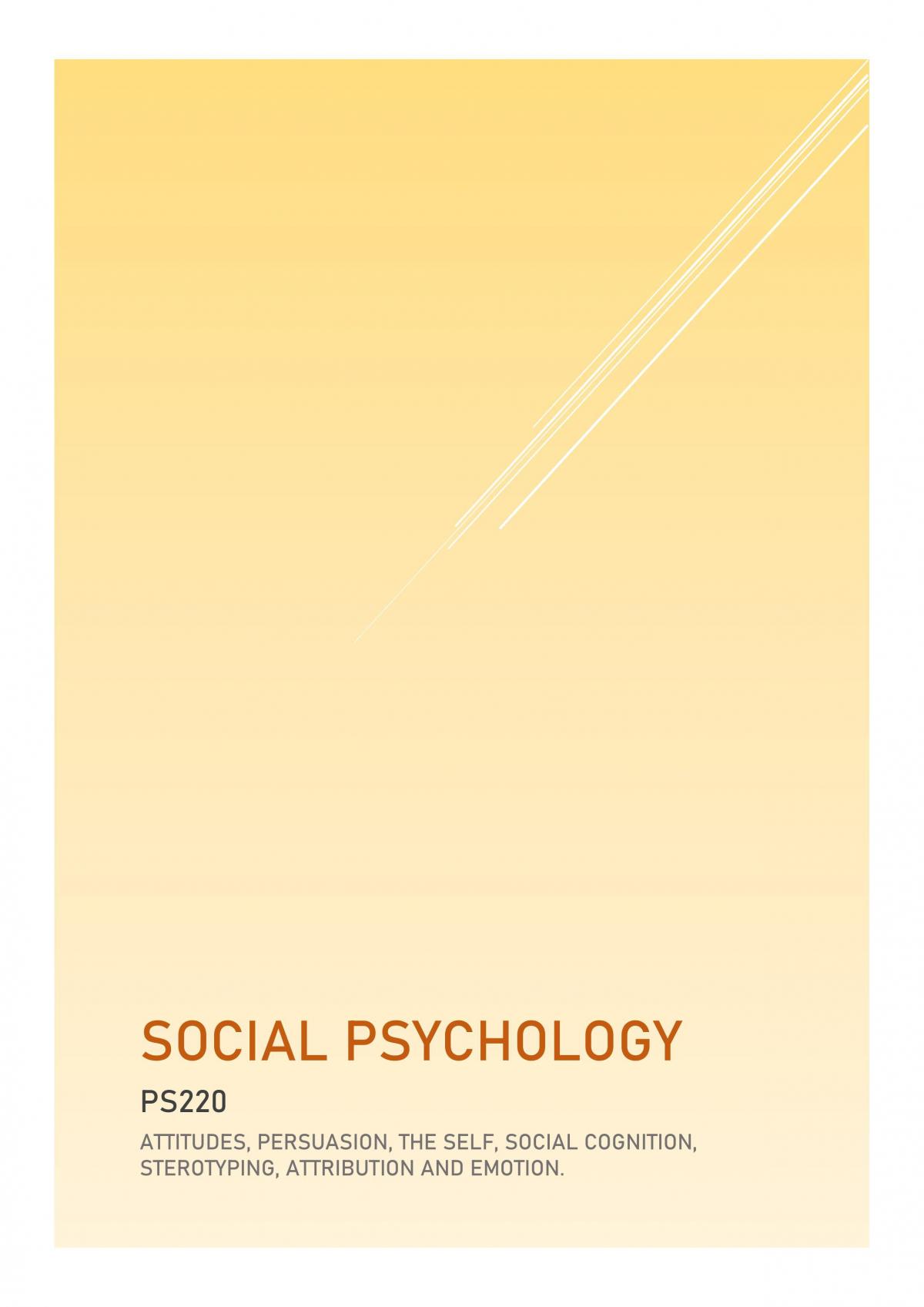 Social Psychology Course Notes - PS220 - Page 1