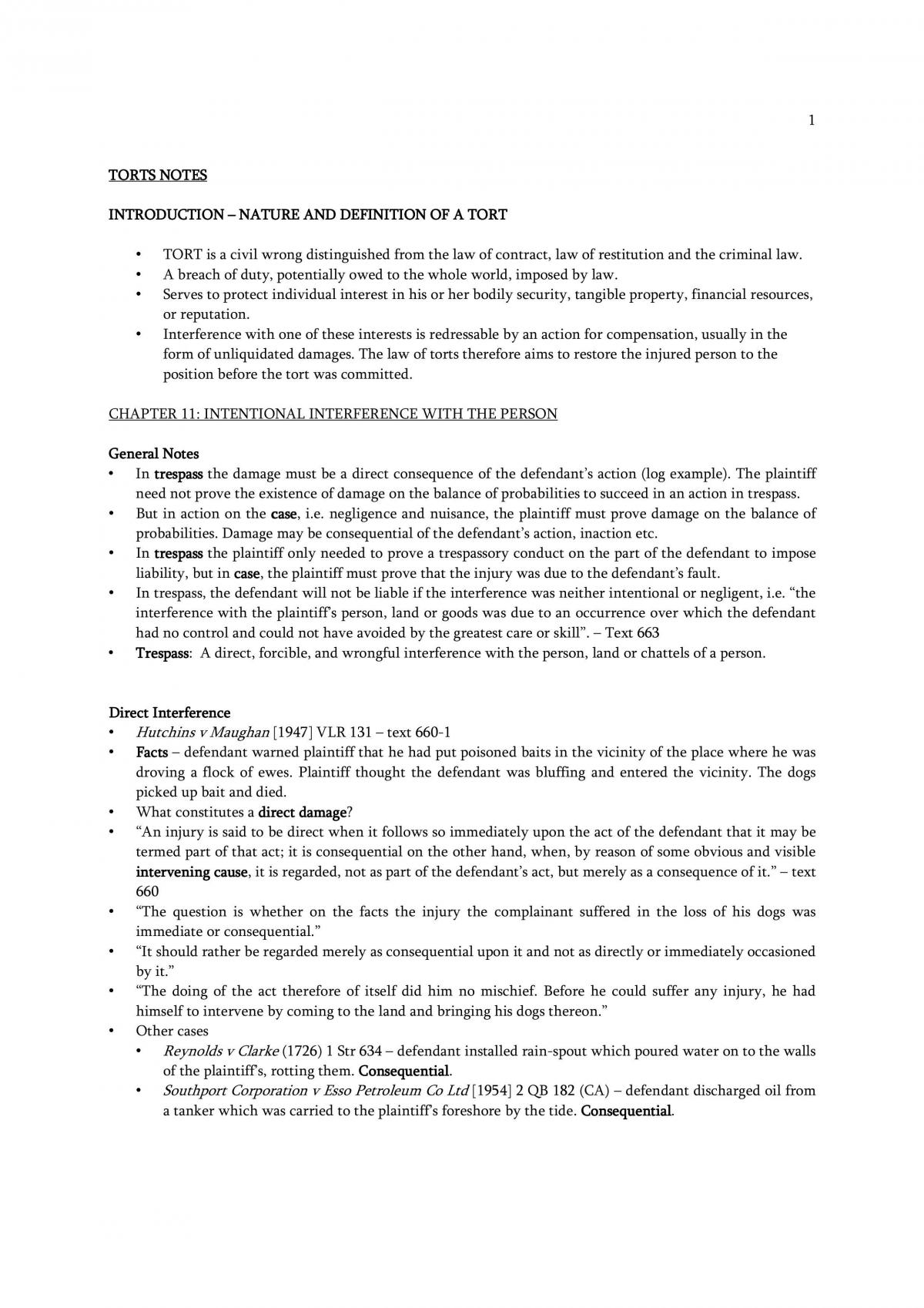 Torts Notes - Page 1