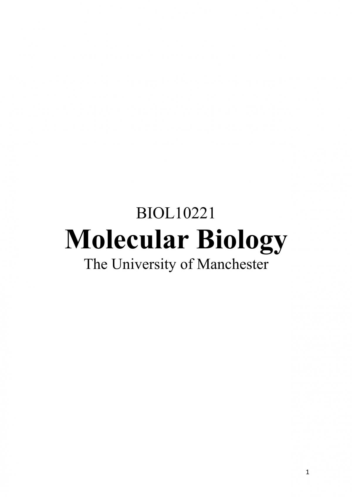 Molecular biology notes  - Page 1