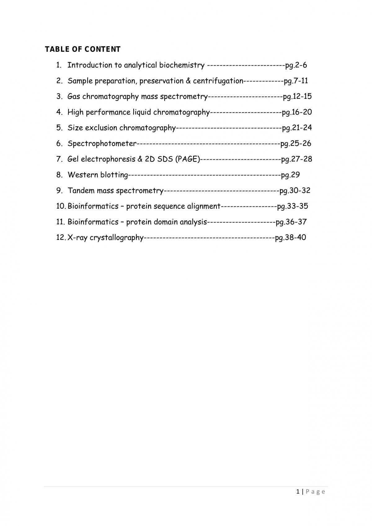 Complete notes for Analytical Biochemistry  - Page 1