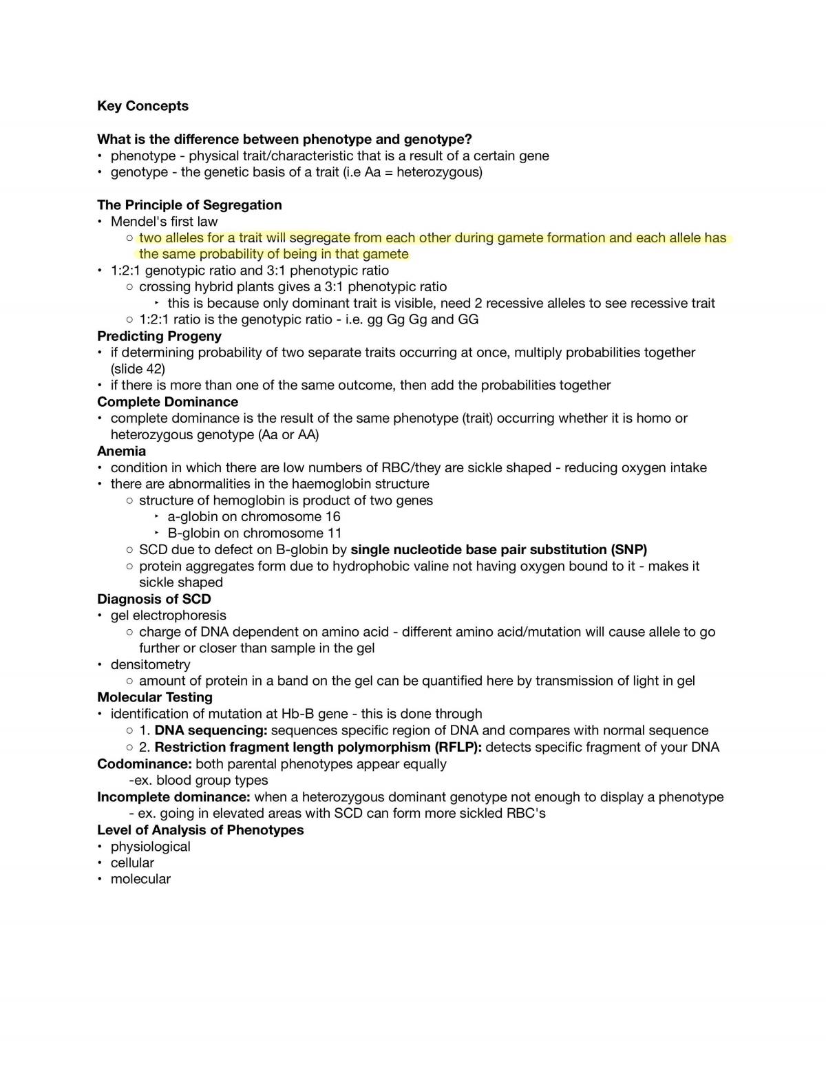 Complete Genetics Notes BIO 2C03 - Page 1