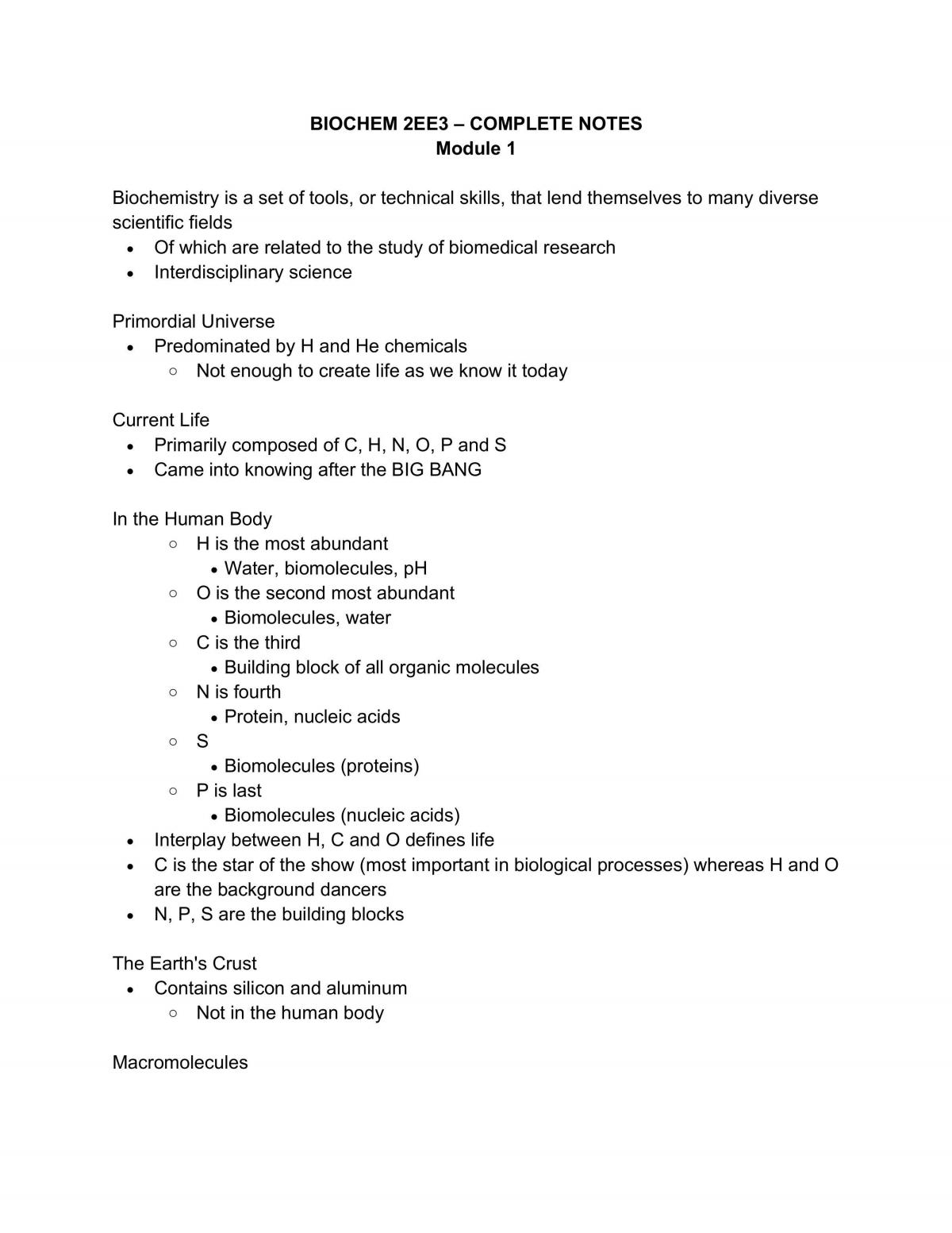Complete notes for Metabolism and Physiological Chemistry - Page 1