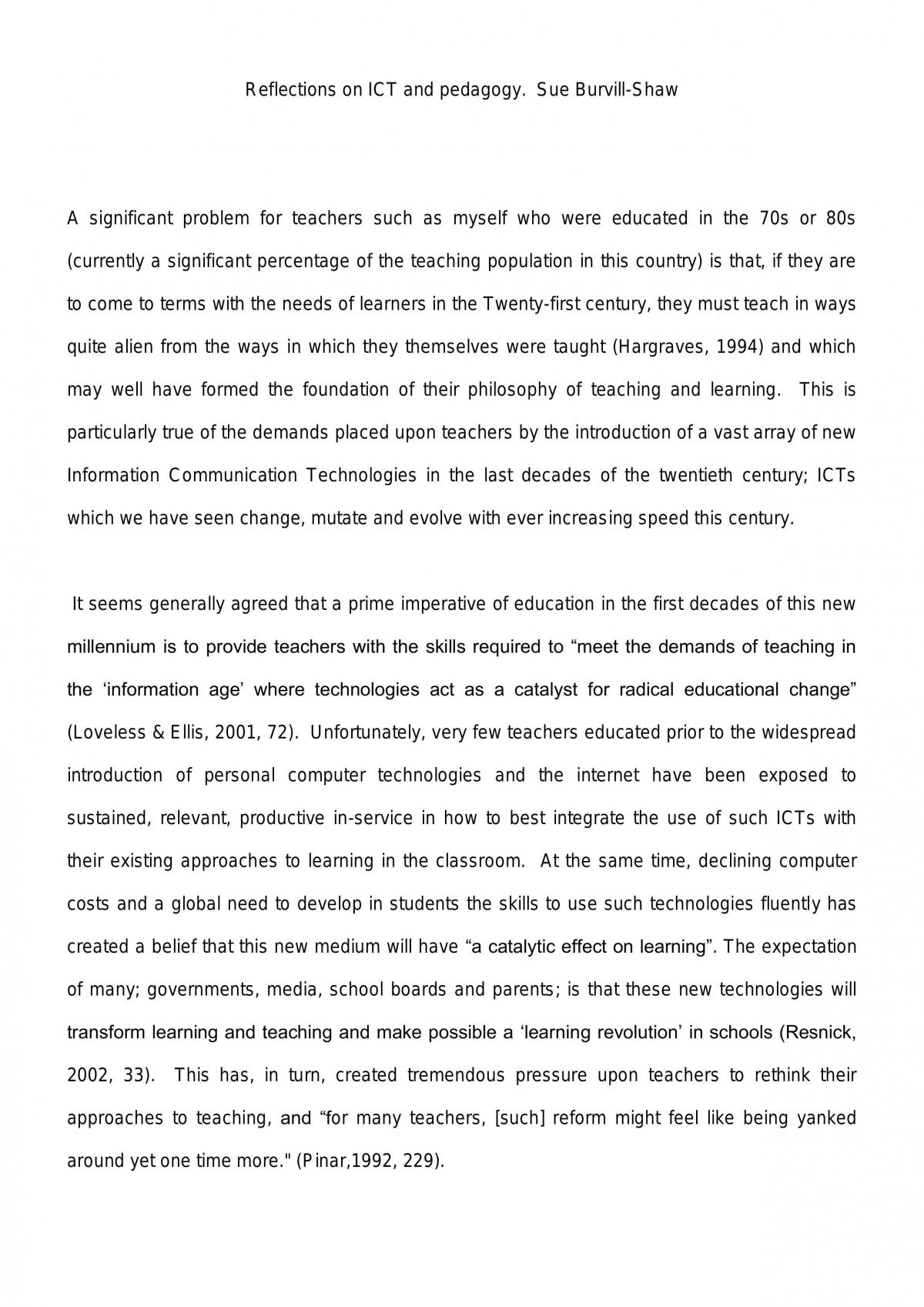 Reflections on ICT and Pedagogy - Page 1