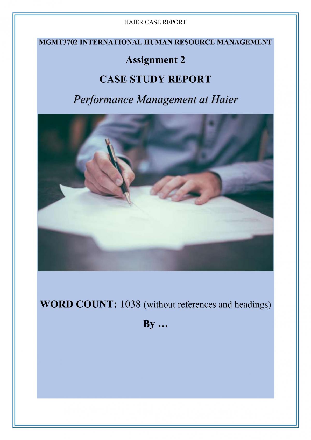 HD Report on Performance Management at Haier - Page 1