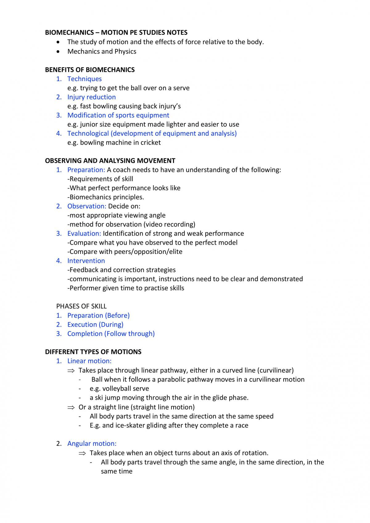 PE Studies Notes  - Page 1