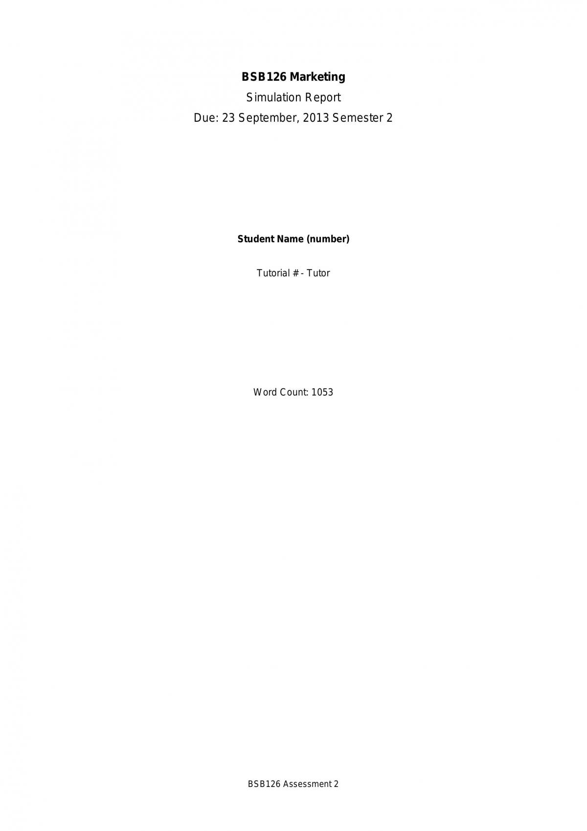 Simulation Report (Assessment 2) - Page 1