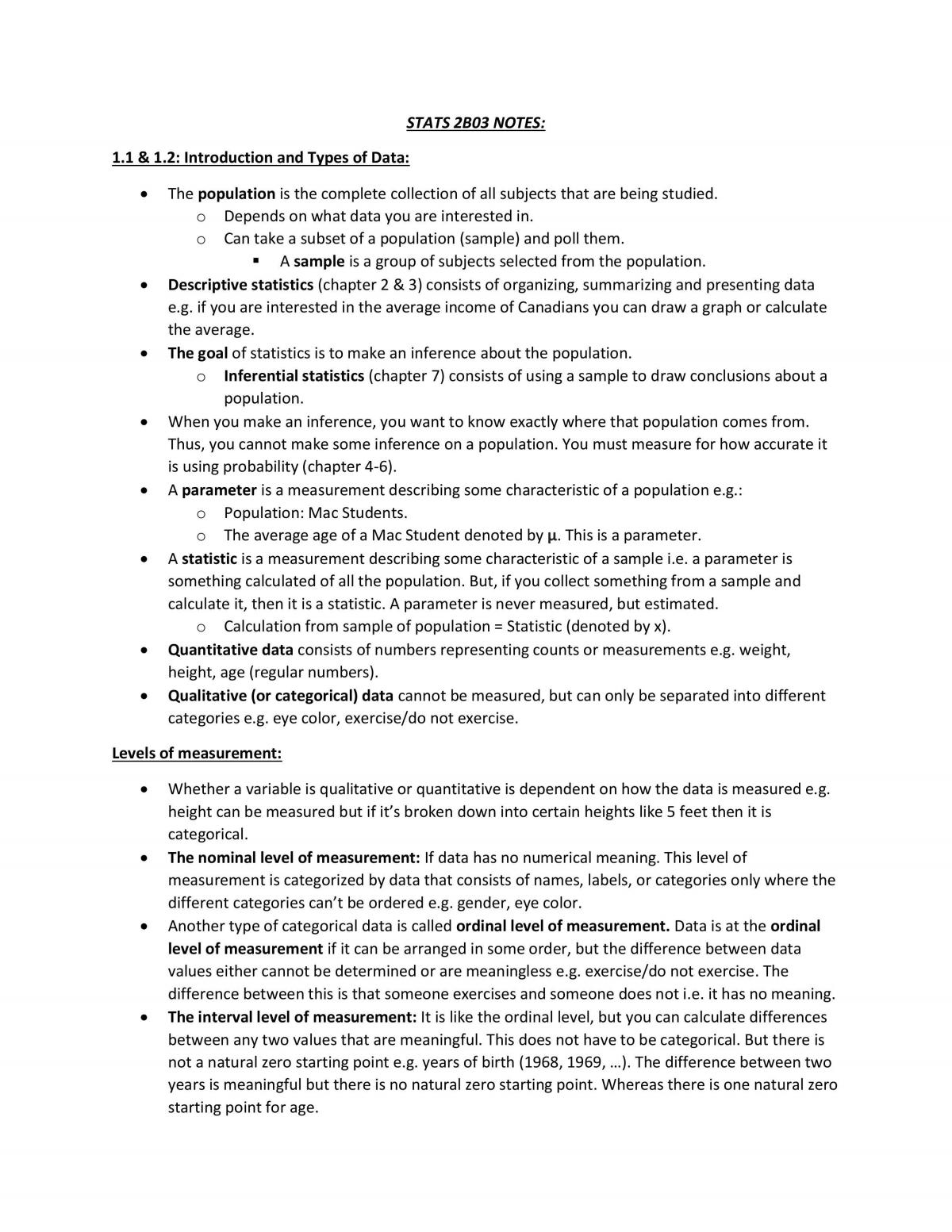 Statistical Methods for Science Entire Course Notes - Page 1