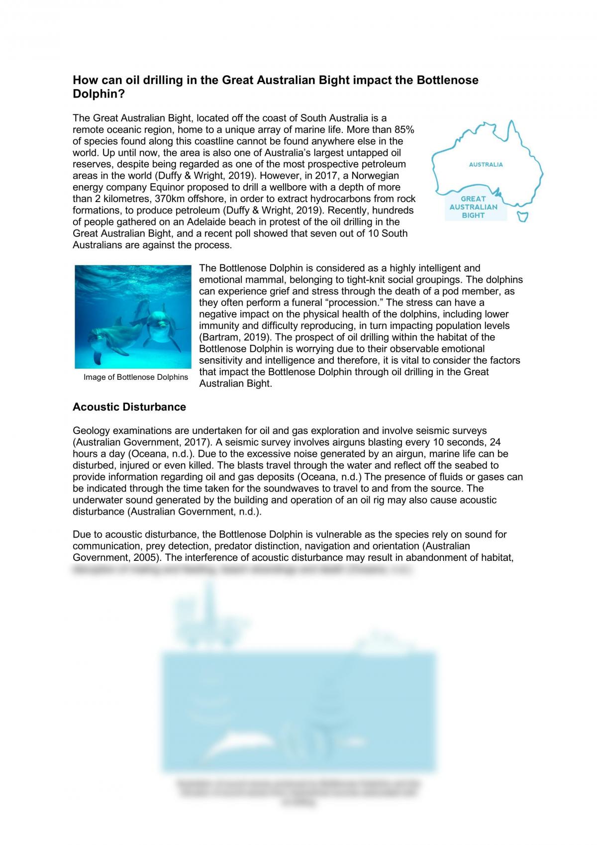 Oil Drilling in the Great Australian Bight Impacts the Bottlenose Dolphin - Page 1