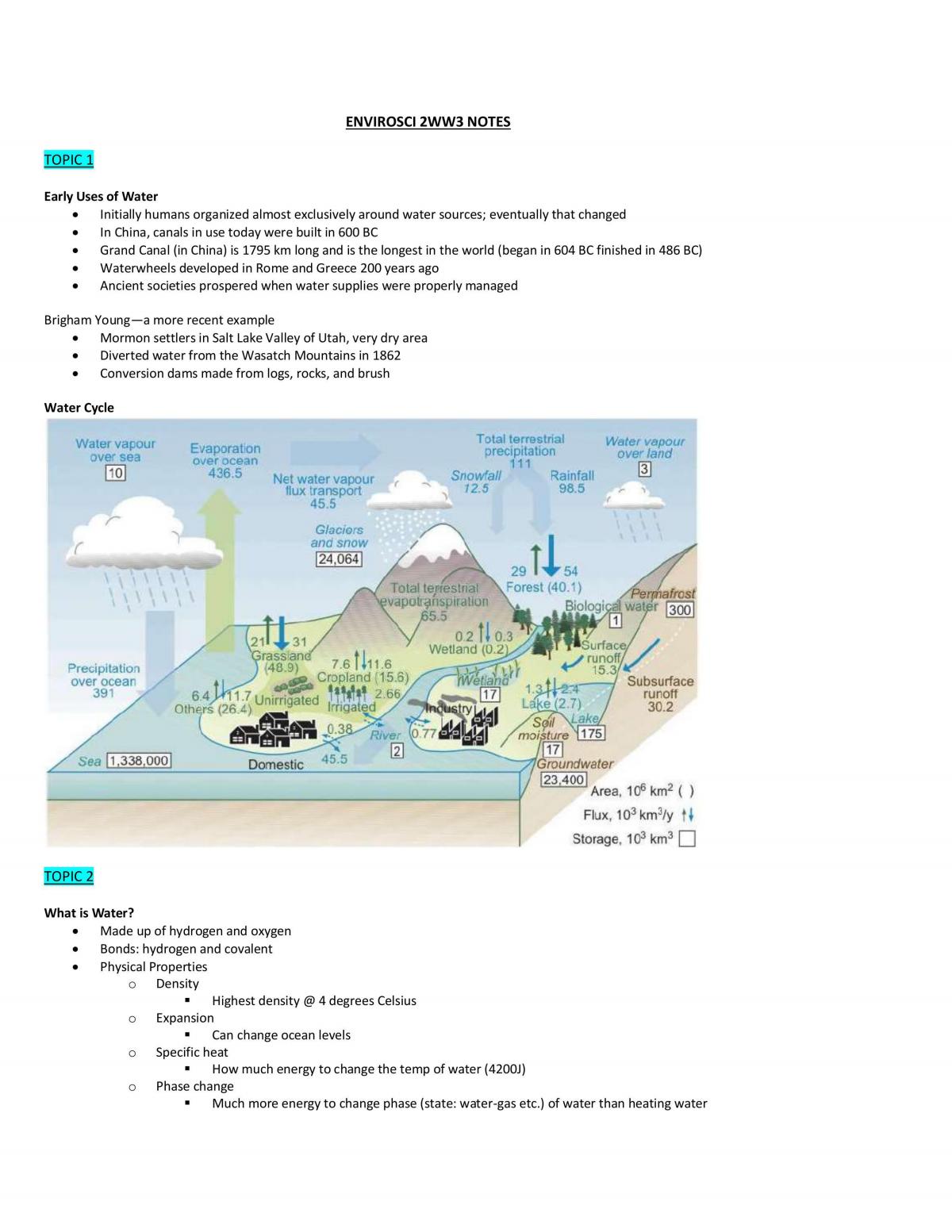 Water and the Environment Full Course Notes - Page 1