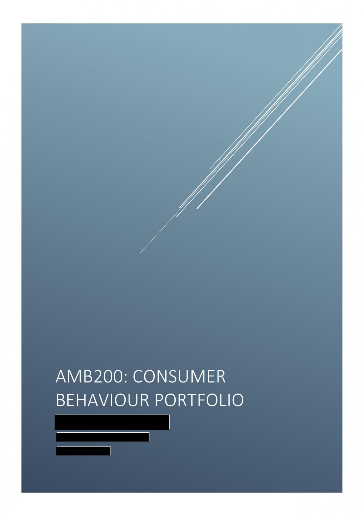 AMB200: Consumer Behaviour Portfolio - Page 1
