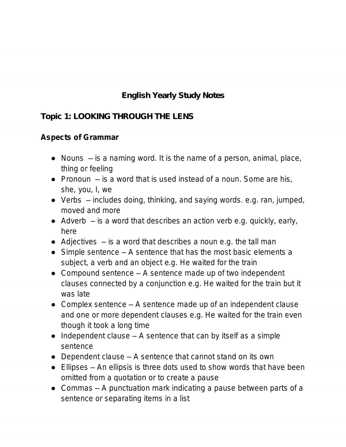 English Notes - Page 1