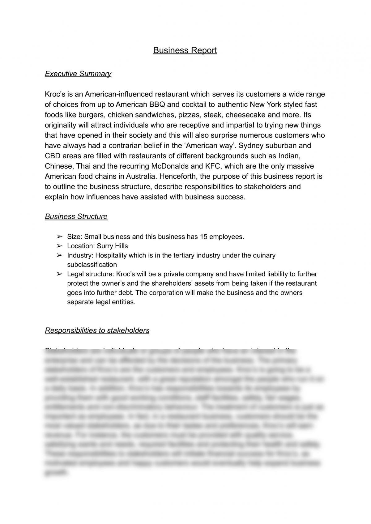 Business Studies Business Report Assignment - Page 1