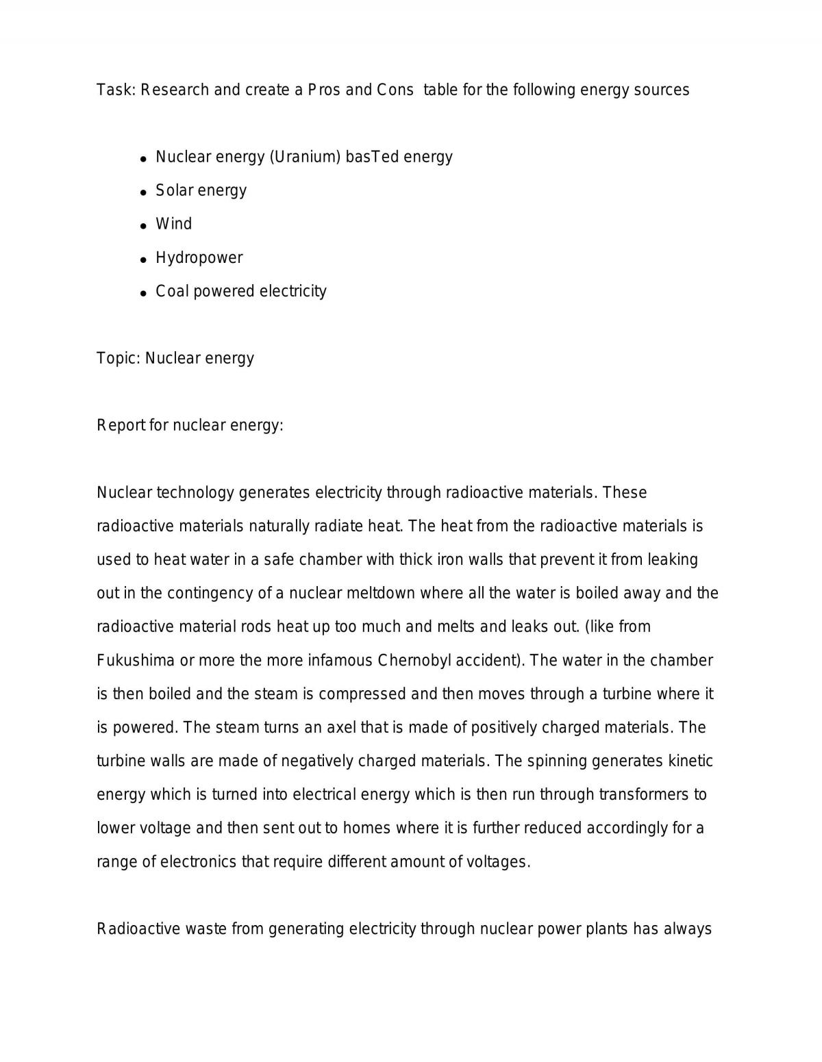 Science Report on Energy Sources - Page 1