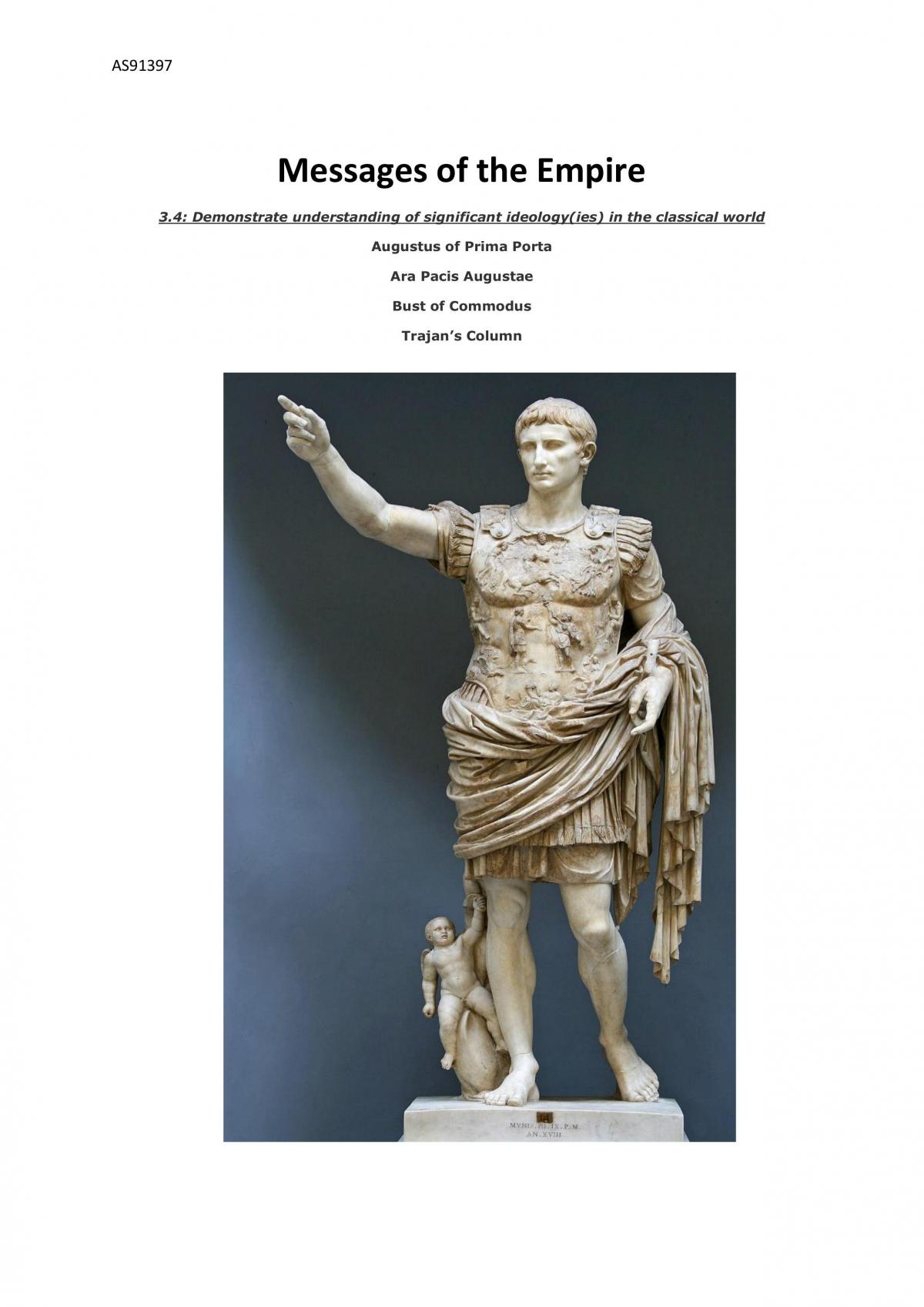 AS91397: Demonstrate understanding of significant idealogy(ies) in the classical world.  - Page 1