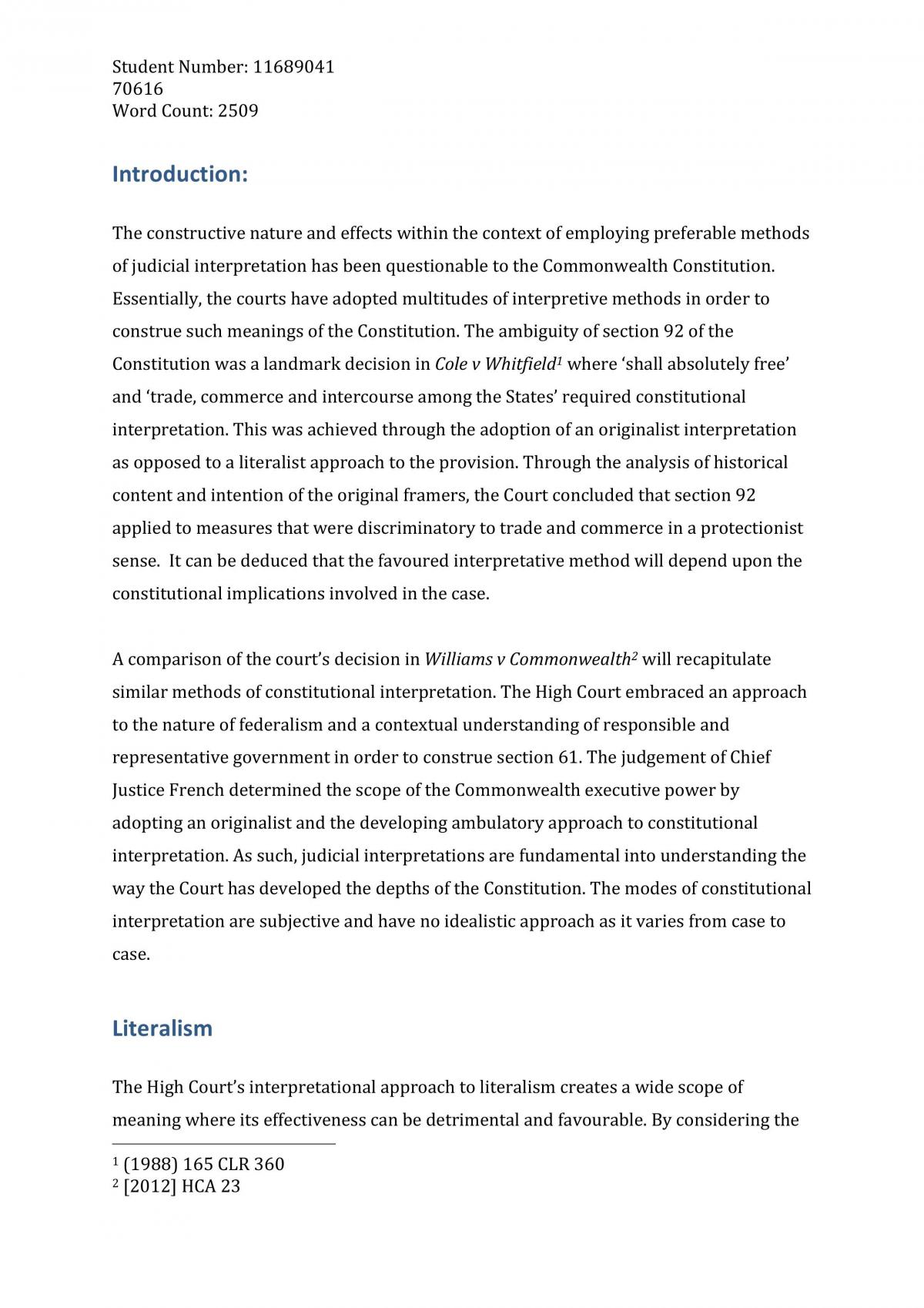 Australian Constitutional Law Assignment  - Page 1