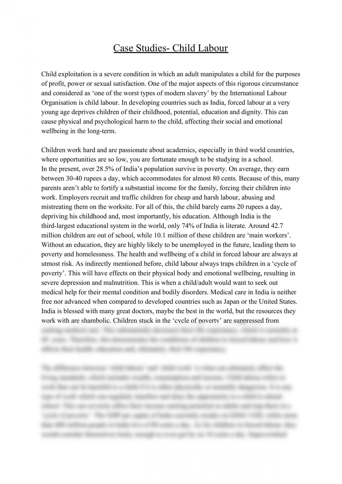 Child Labour Legal Studies practice essay - Page 1