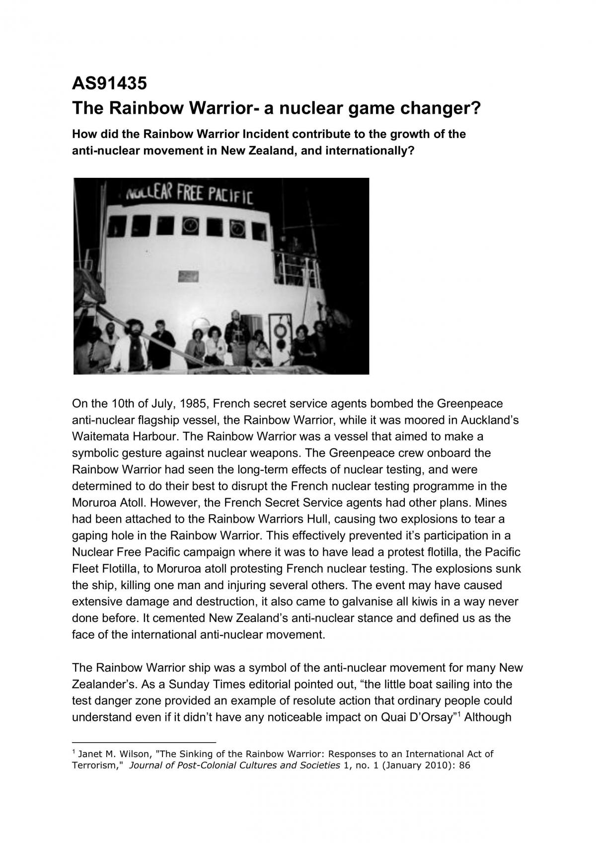 Rainbow Warrior Report - Page 1