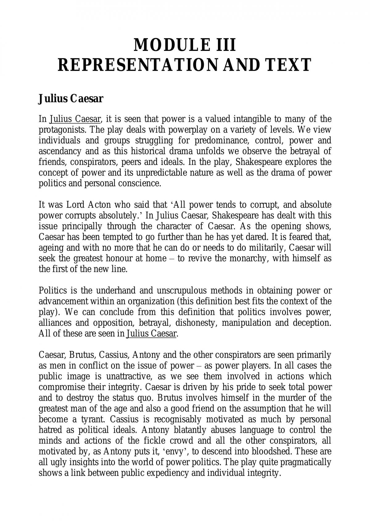 Module C: Julius Caesar Notes  - Page 1