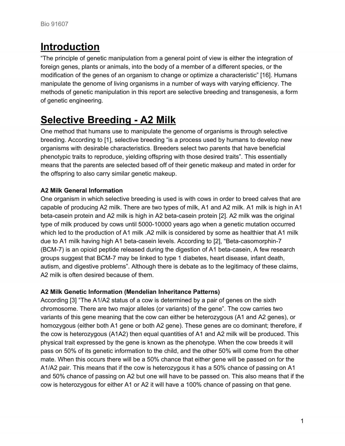 Essay discussing selective breeding methods and examples - Page 1