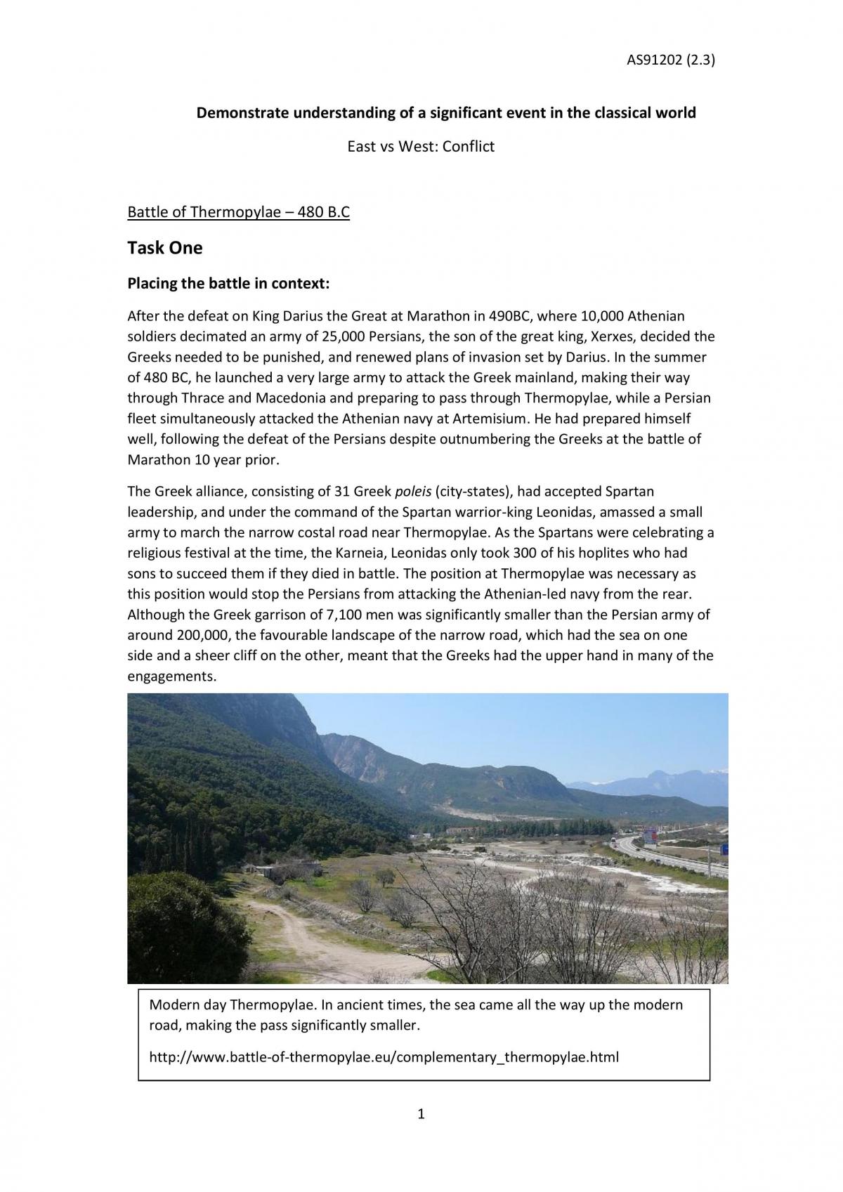 Demonstrate understanding of a significant event in the classical world - Page 1