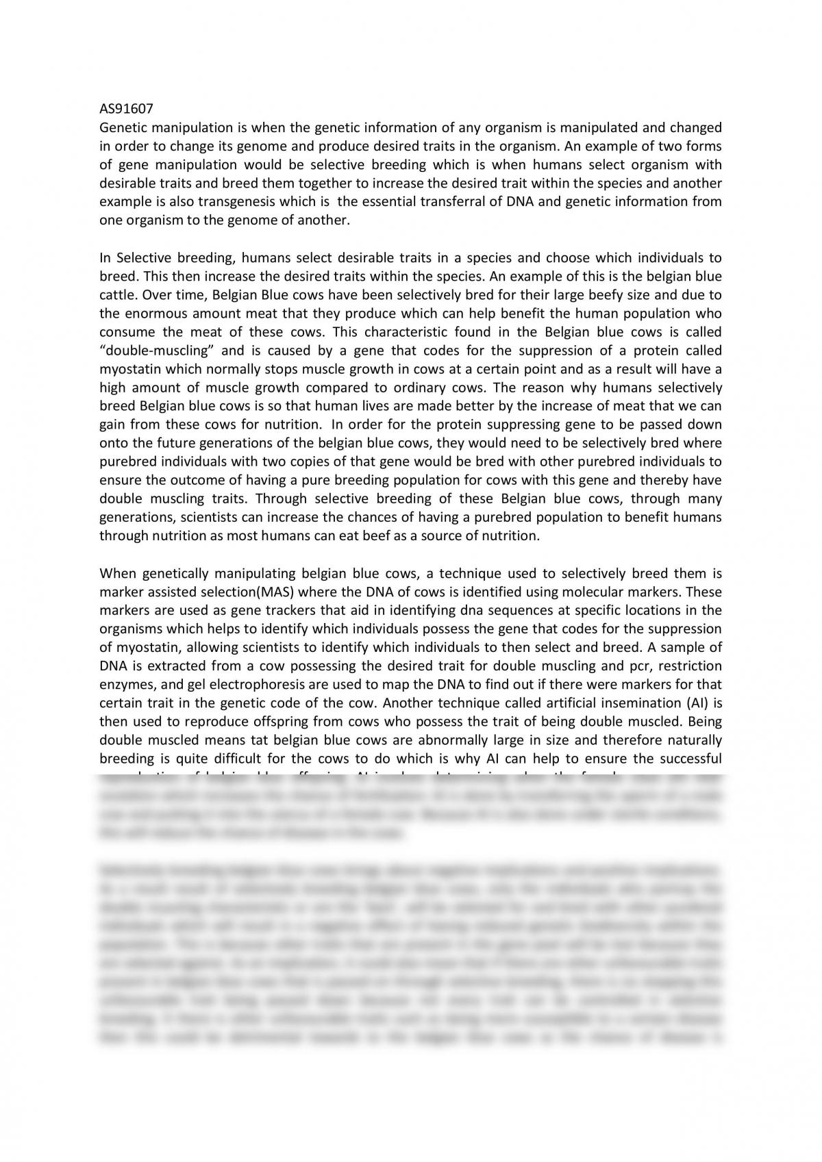 Level 3 biology scientific report standard on genetic manipulation - Page 1