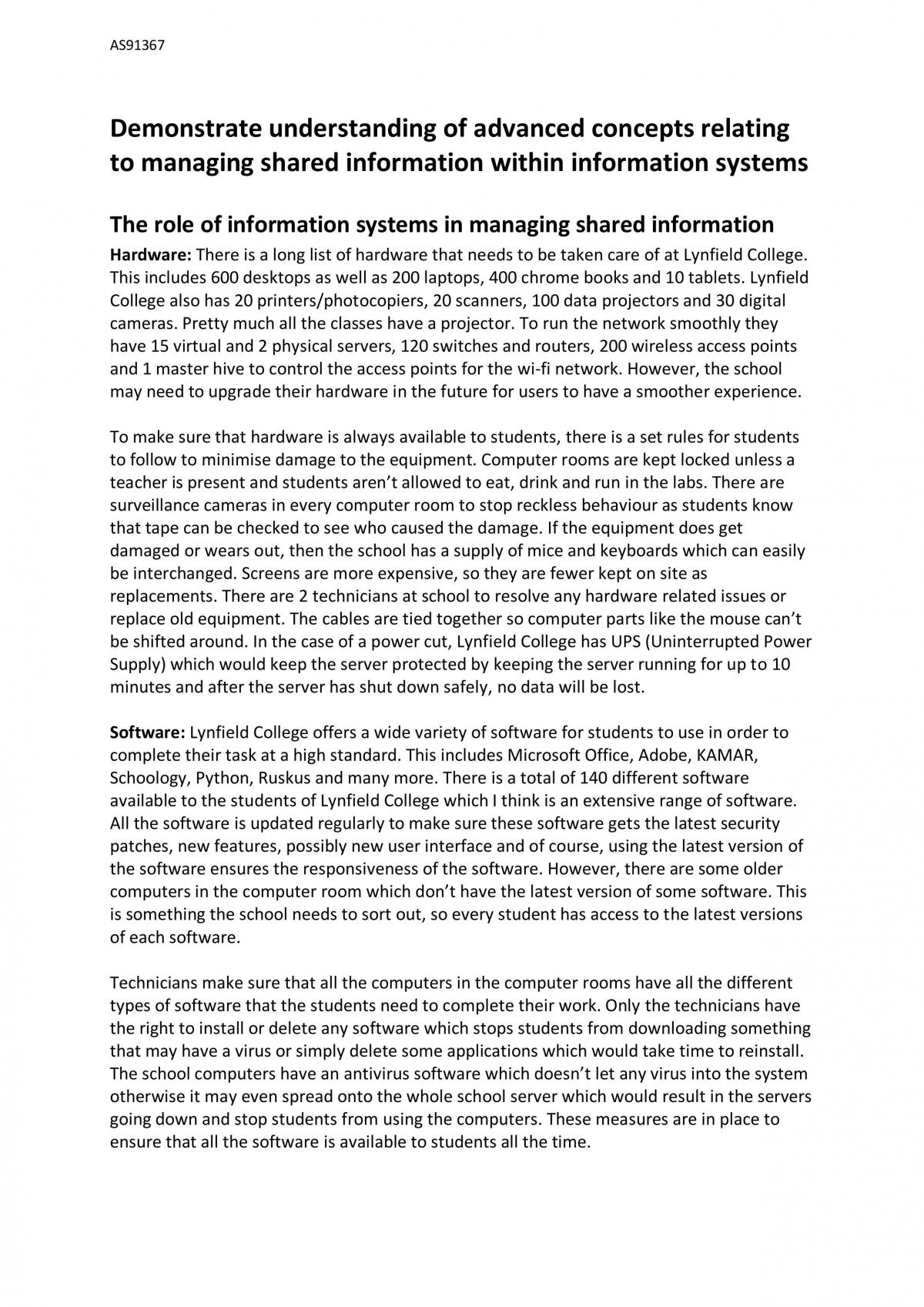 Demonstrating understanding of advanced concepts relating to managing shared information within information systems - Page 1