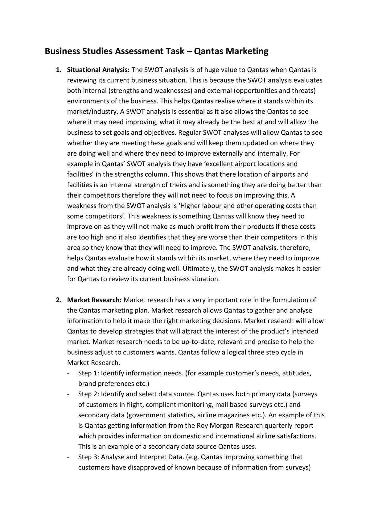 Qantas Marketing Analysis - Page 1