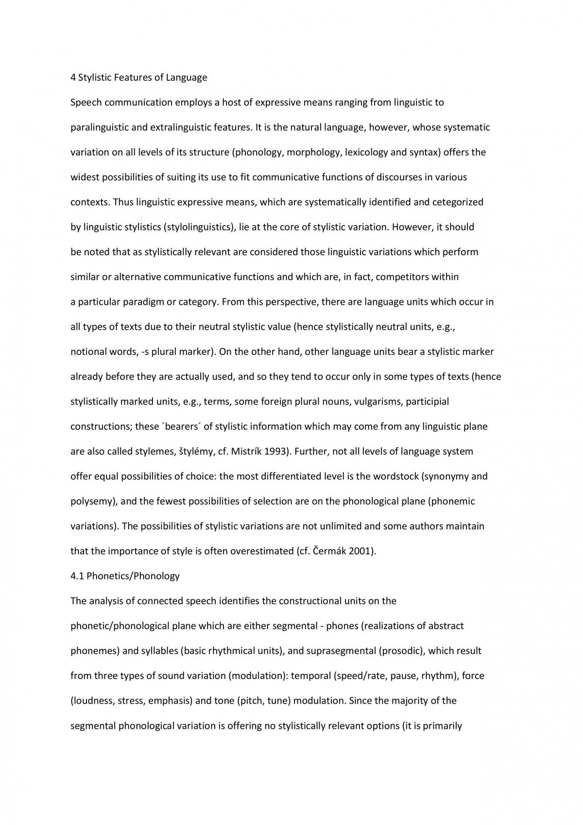 Stylistic Features Essay  - Page 1