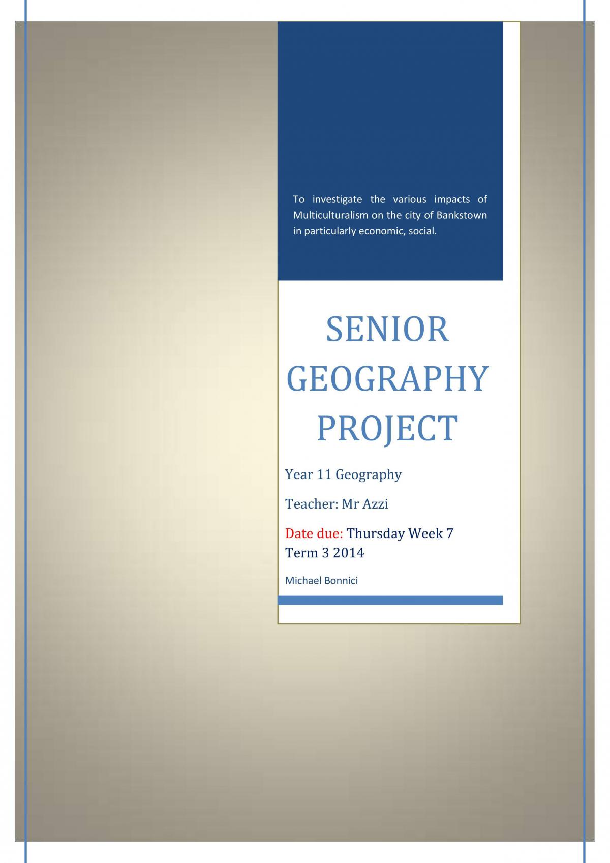 Senior Geography Project - Page 1