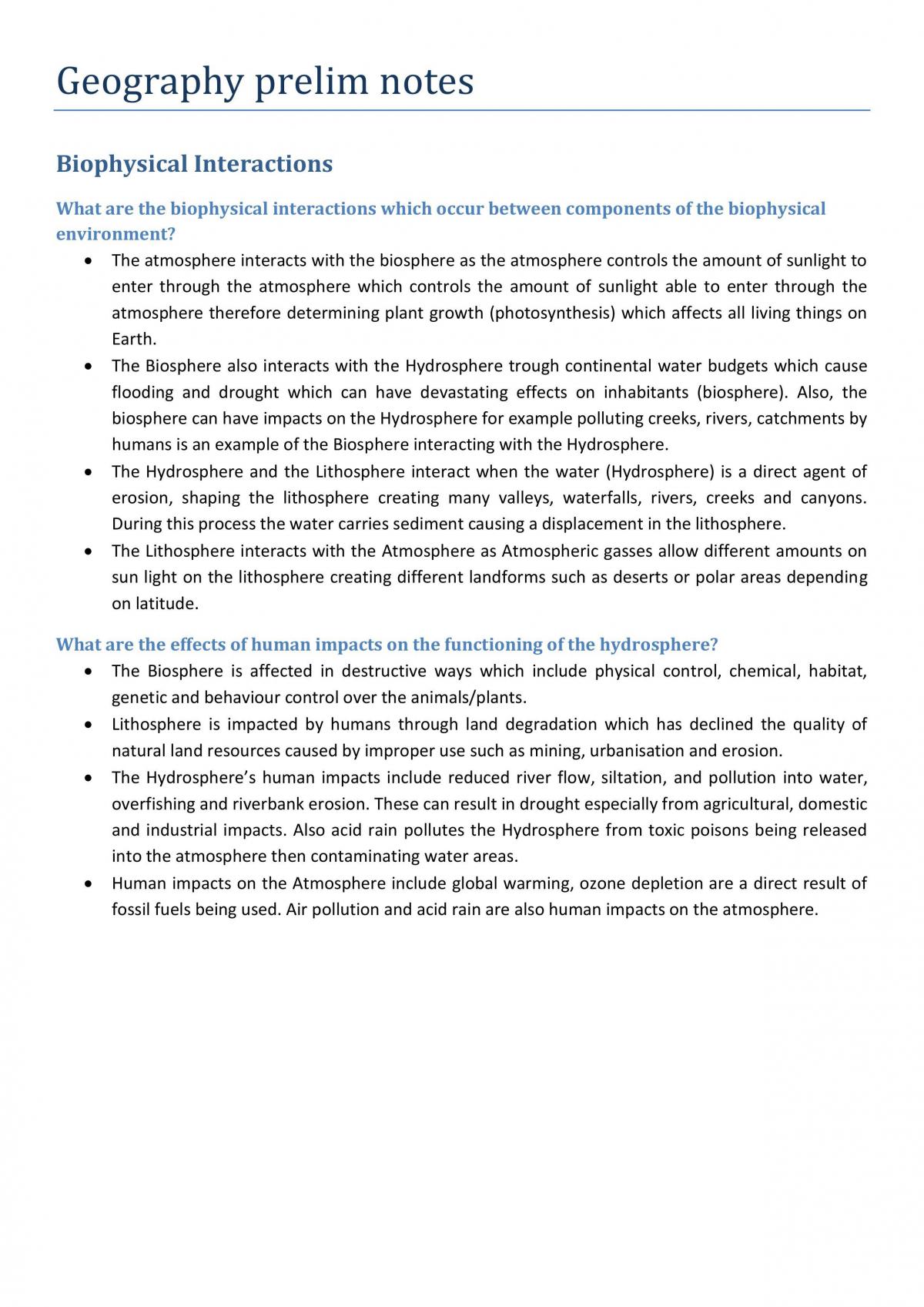 Geography preliminary notes  year 11 - Page 1