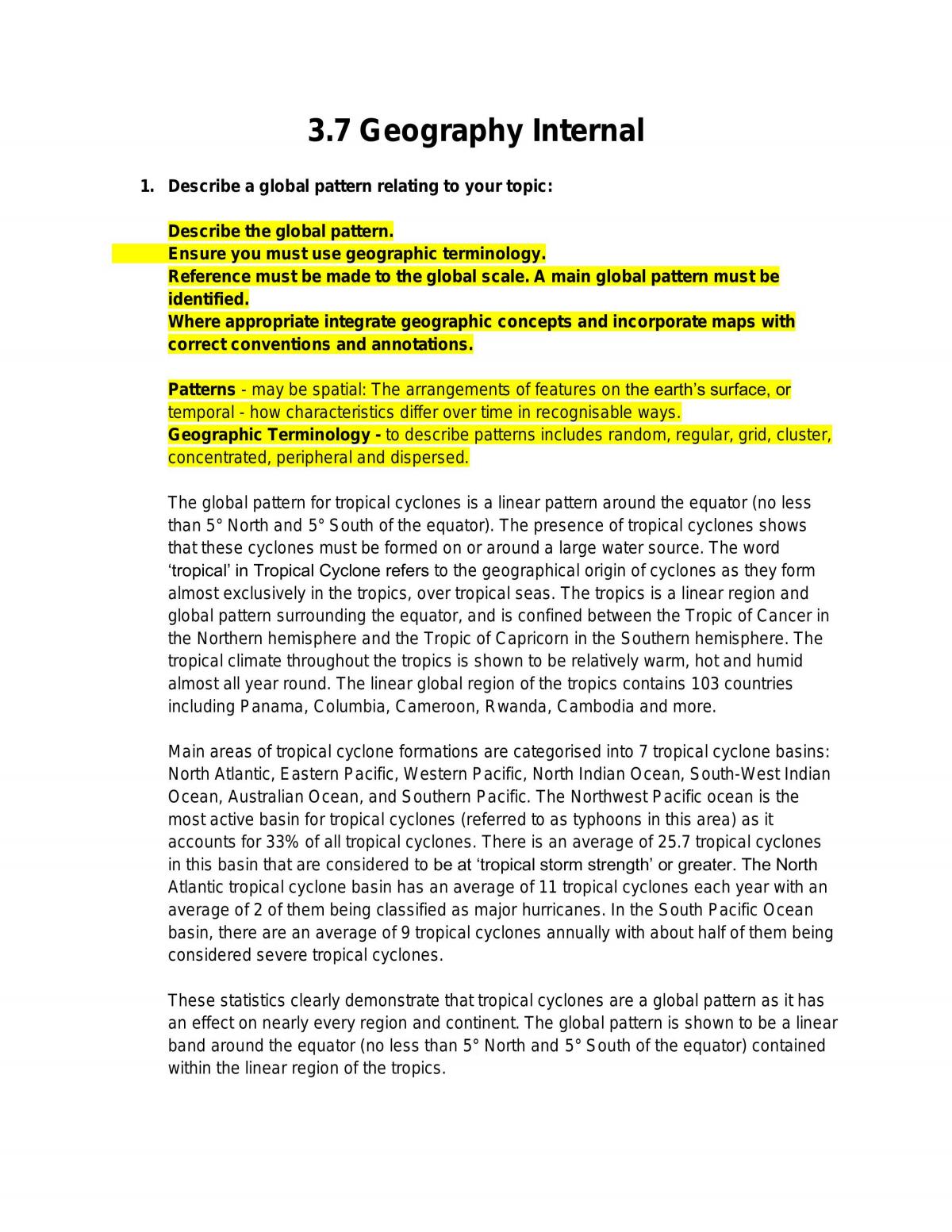 Analysis of Geography 3.7 - Tropical Cyclones - Page 1