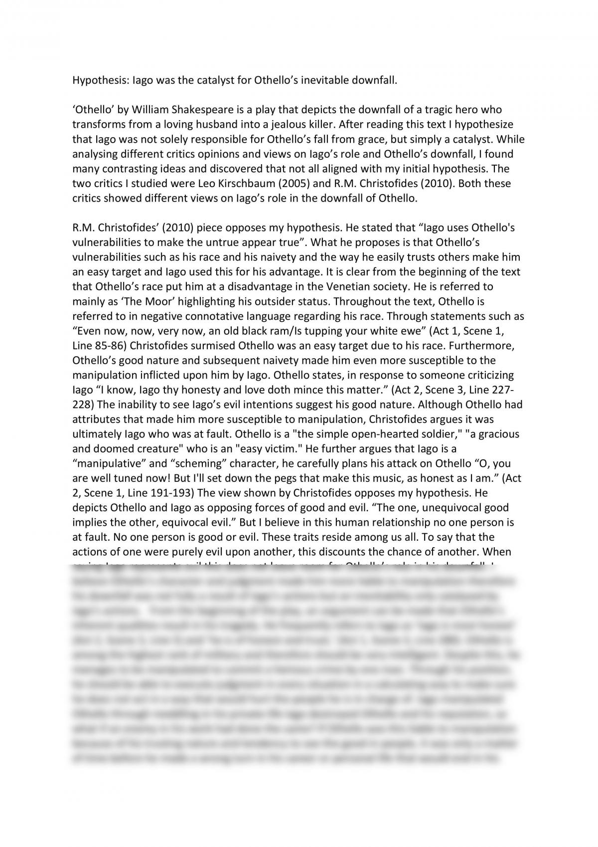 Literature Criticism - Othello - Page 1