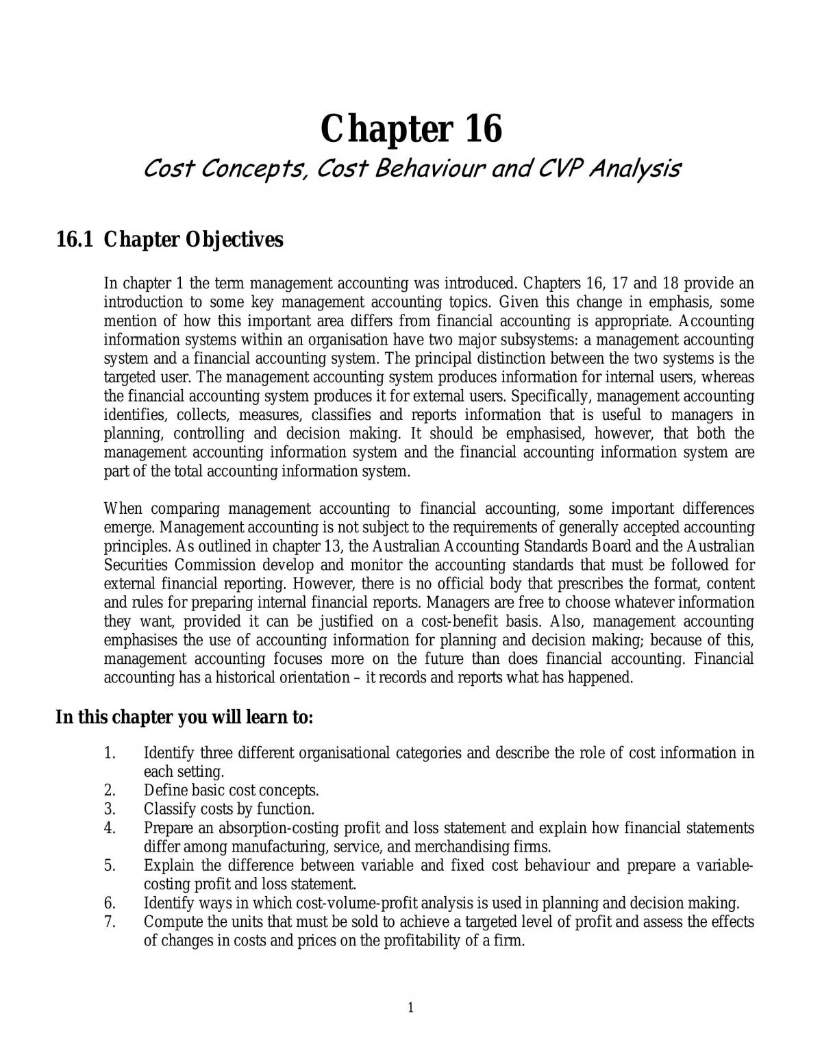 Management Accounting Notes - Page 1