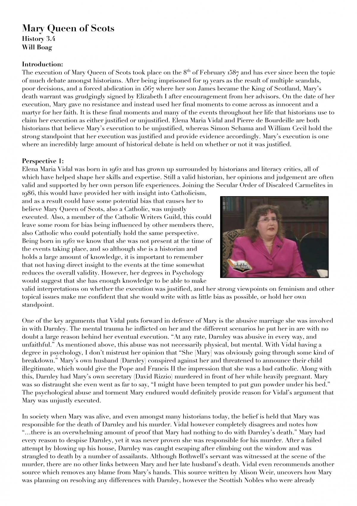 History 3.4 - Historical Debate on Mary Queen of Scots execution - Page 1