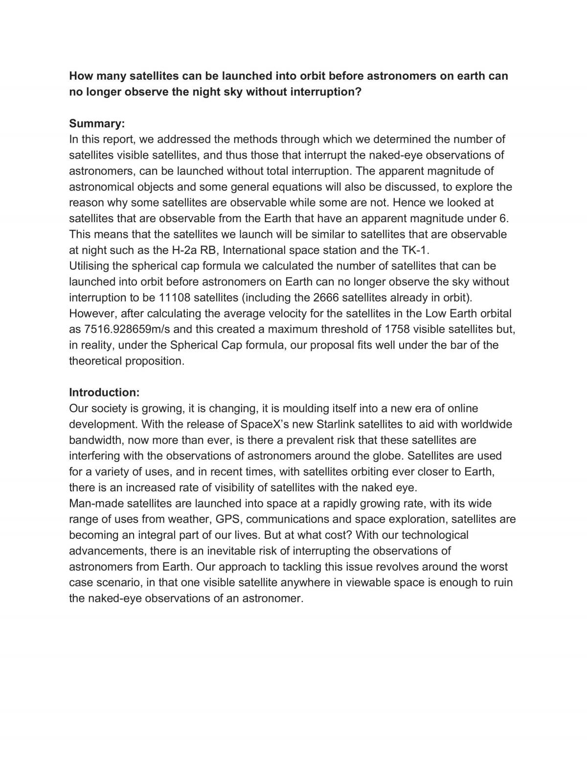 A Report On Satellites - Page 1