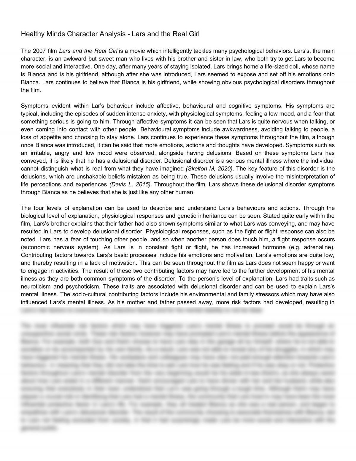 Healthy Minds Character Analysis - Page 1