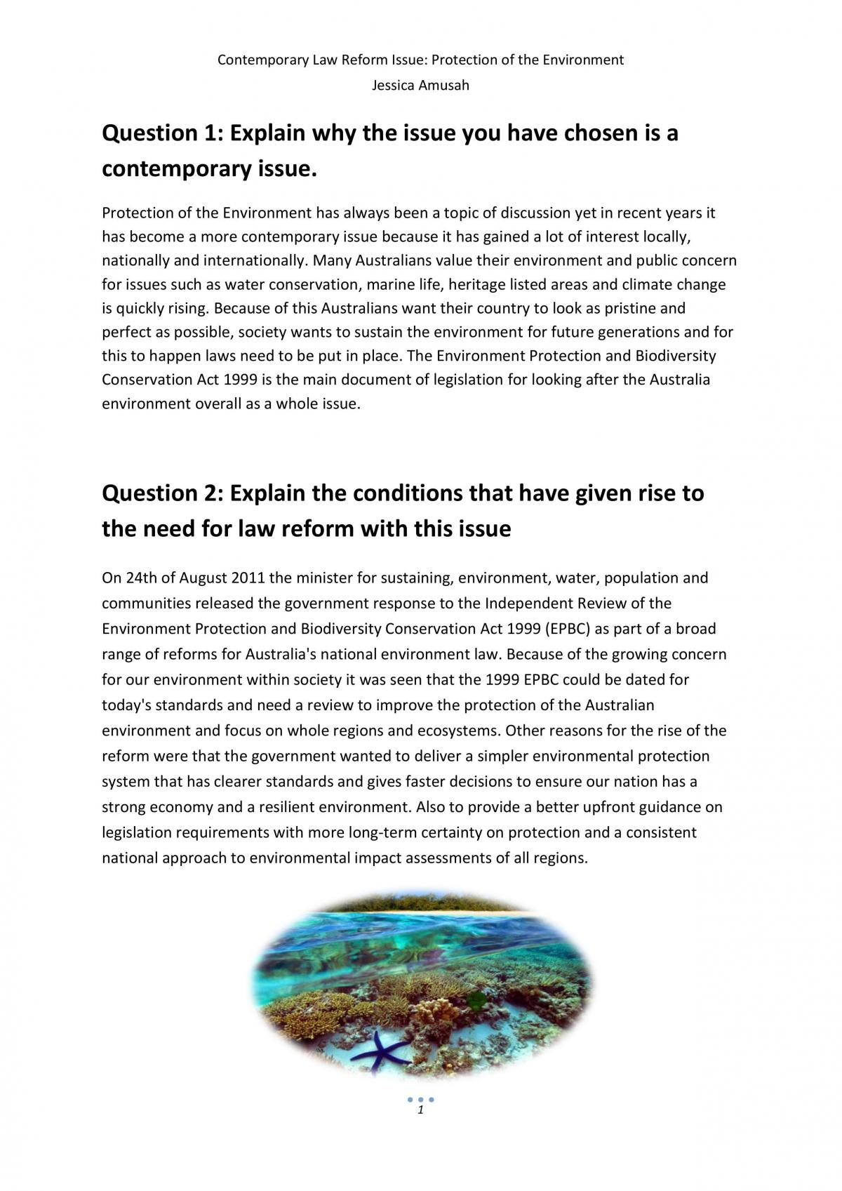 Law reform: Protection of Environment - Page 1