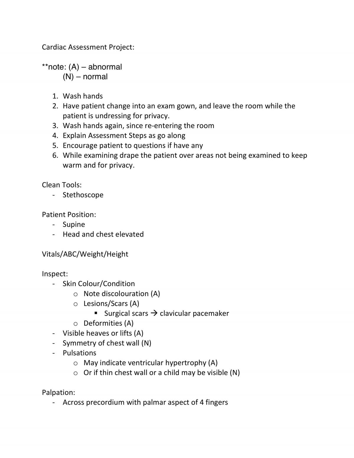 Cardiac Assessment Project - Page 1