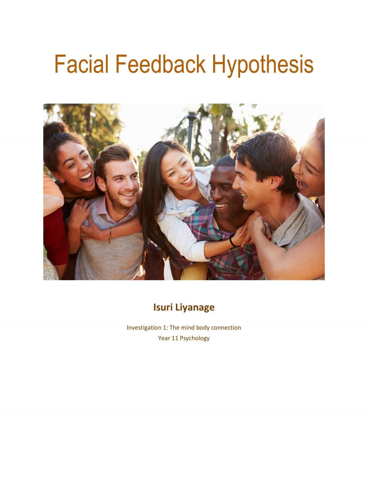 facial feedback hypothesis def