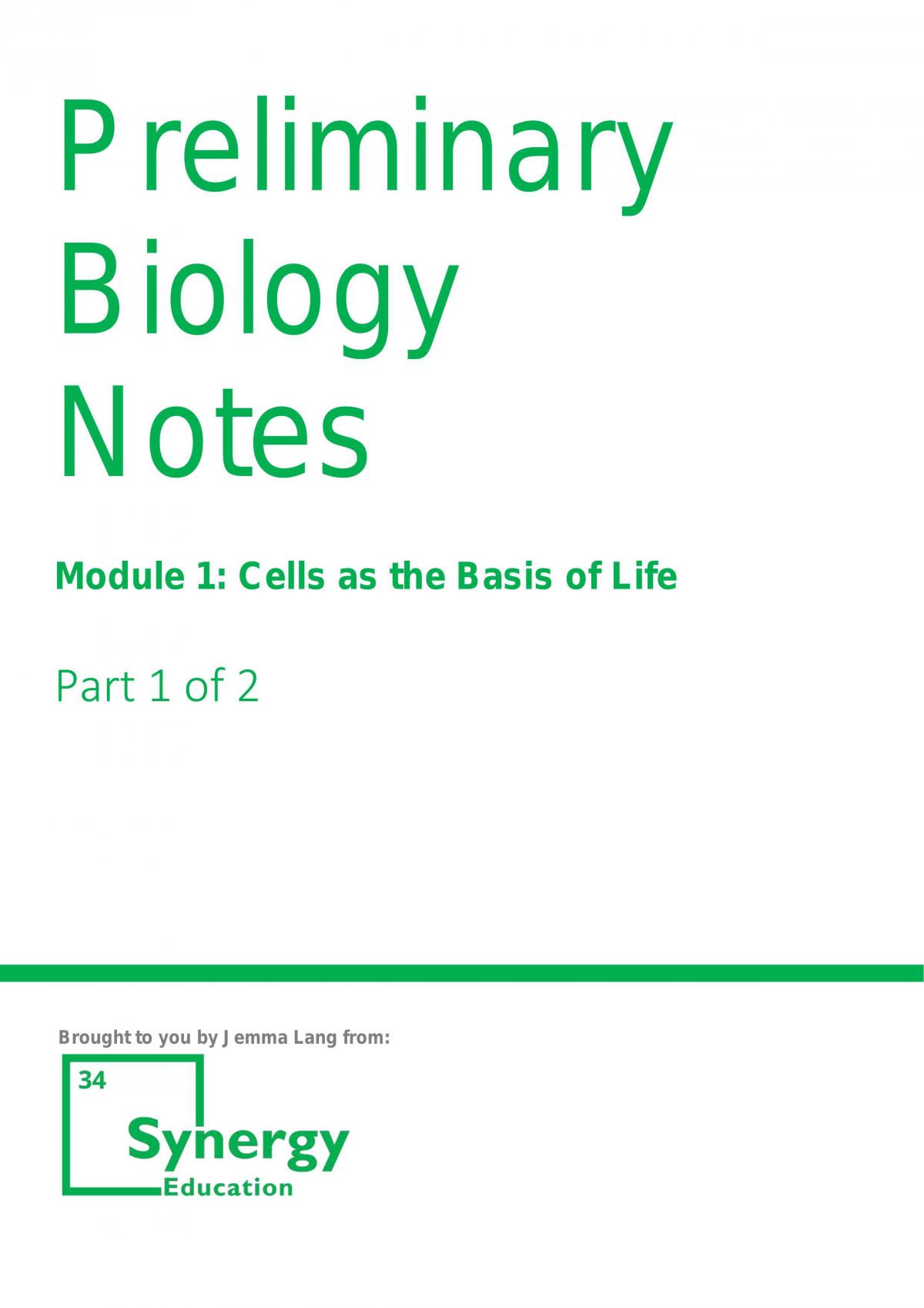 Prelim Bio Mod 1 Notes - Page 1
