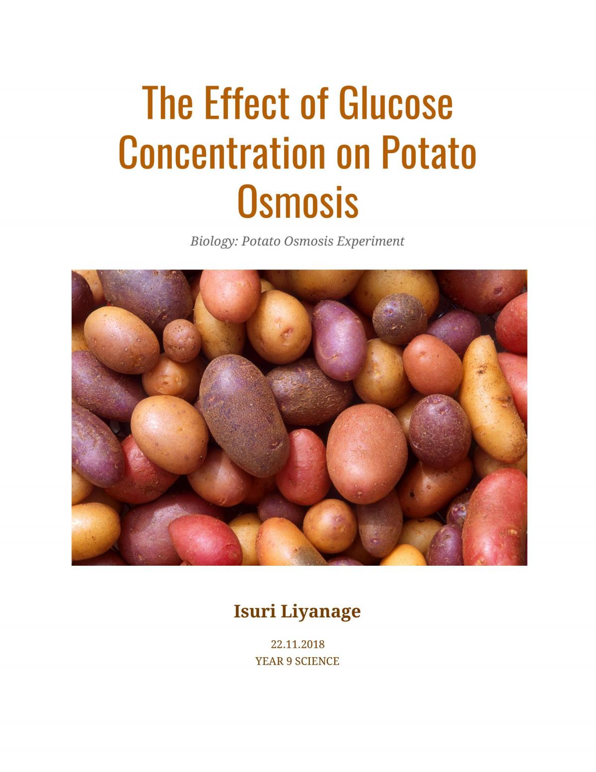The Effect of Glucose Concentration on Potato Osmosis - Page 1