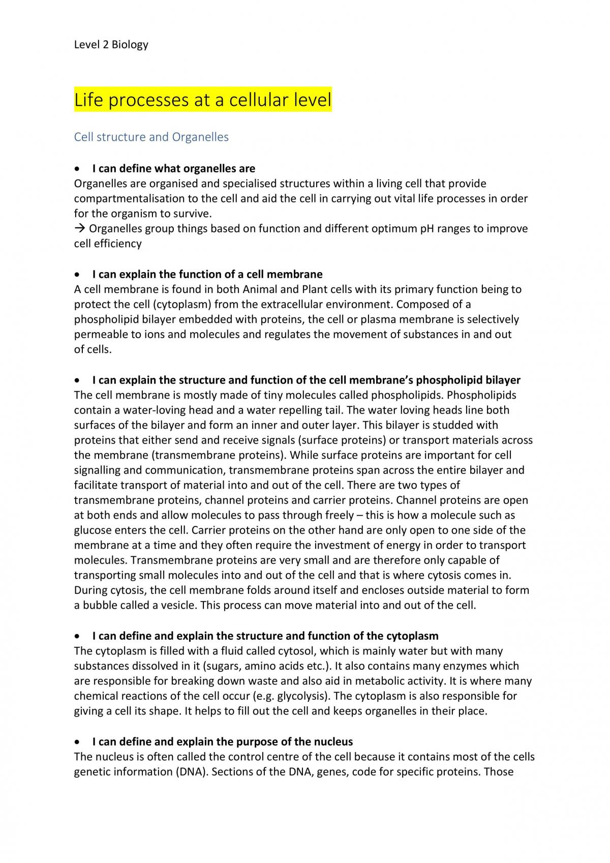 Level 2 Biology - Externals  - Page 1