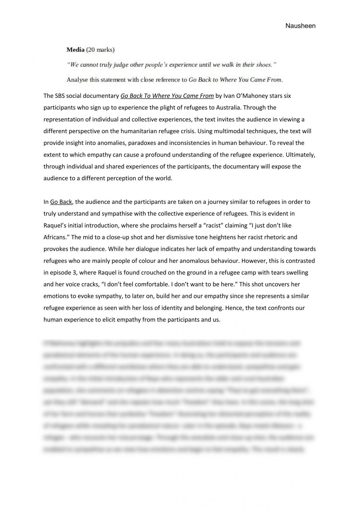 Go Back To Where You Came From Essay - Page 1