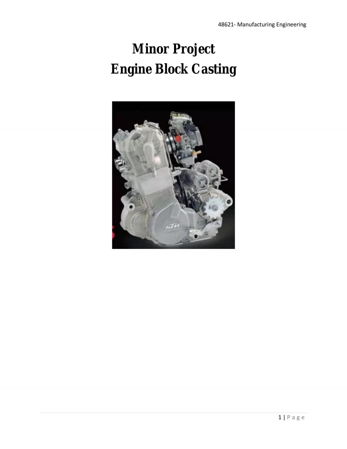 Engine Block Casting Report - Page 1