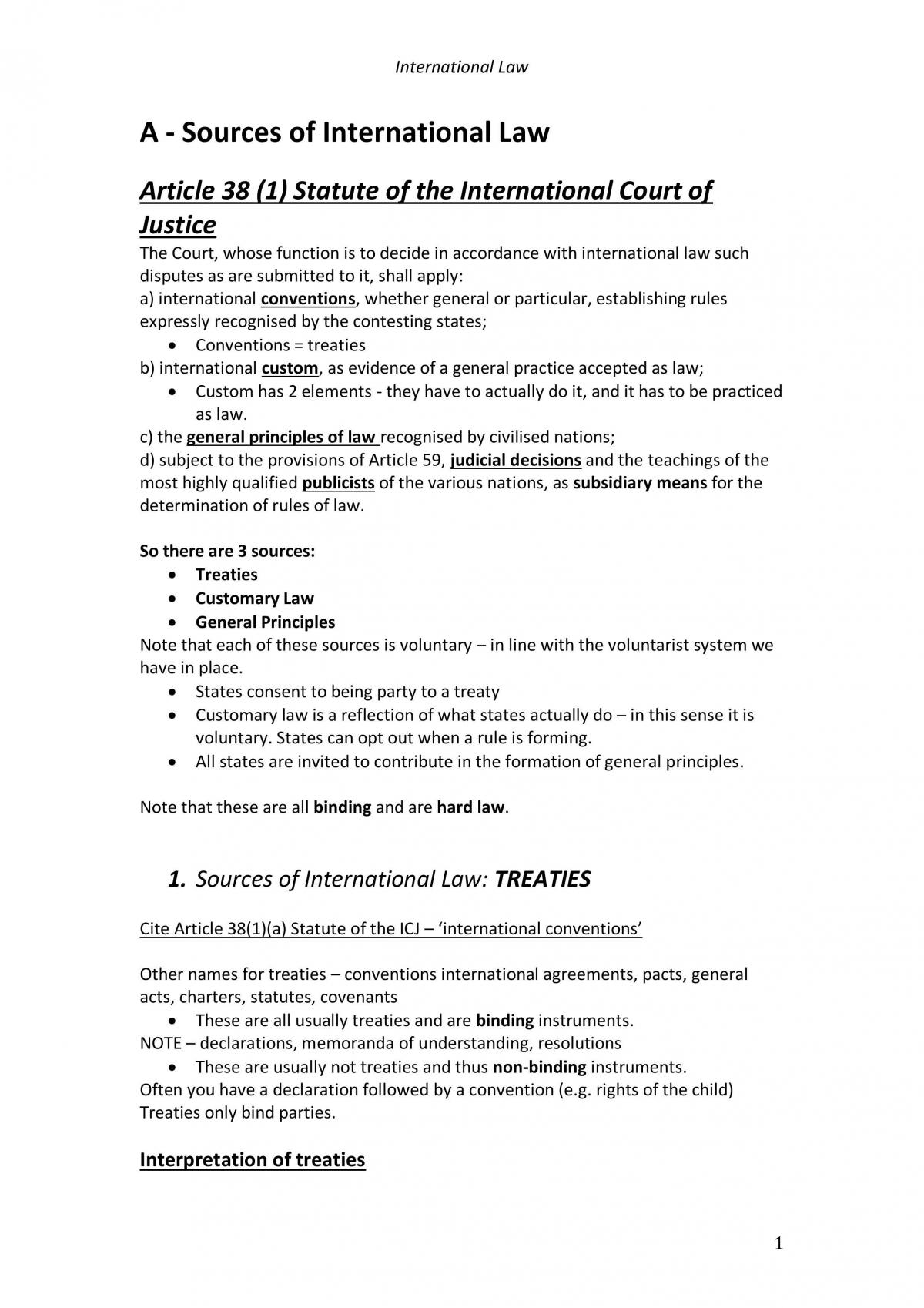 International Law full subject notes - Page 1