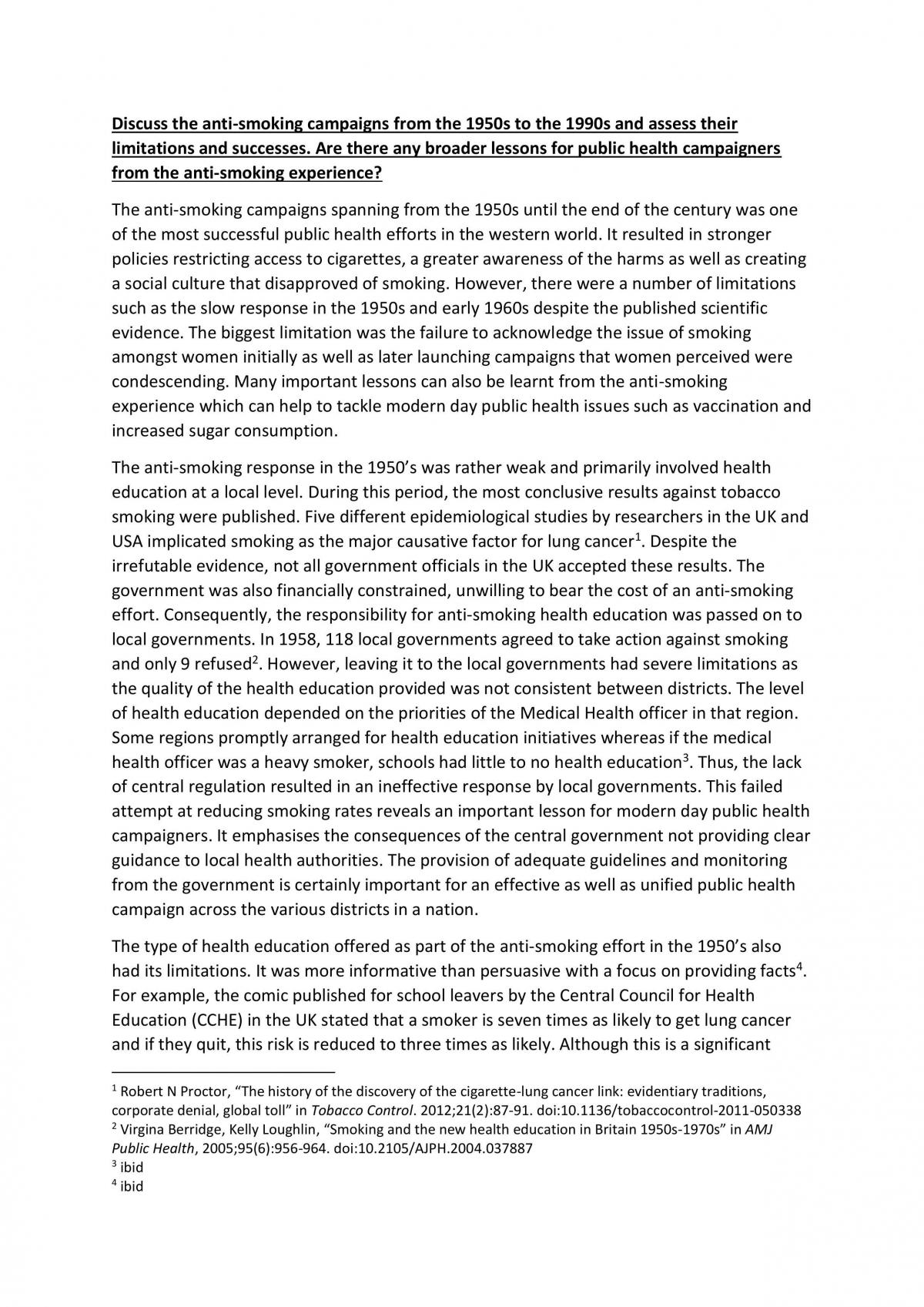 History Of Smoking History Level 3 NCEA Thinkswap
